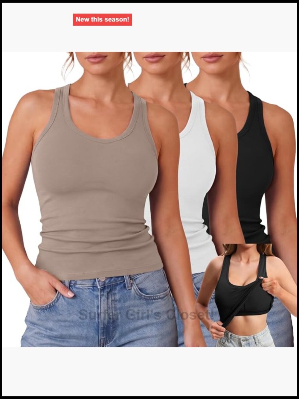 3 Pack Women's Tank Tops with Built In Bra Racerback Workout Tops Square Neck